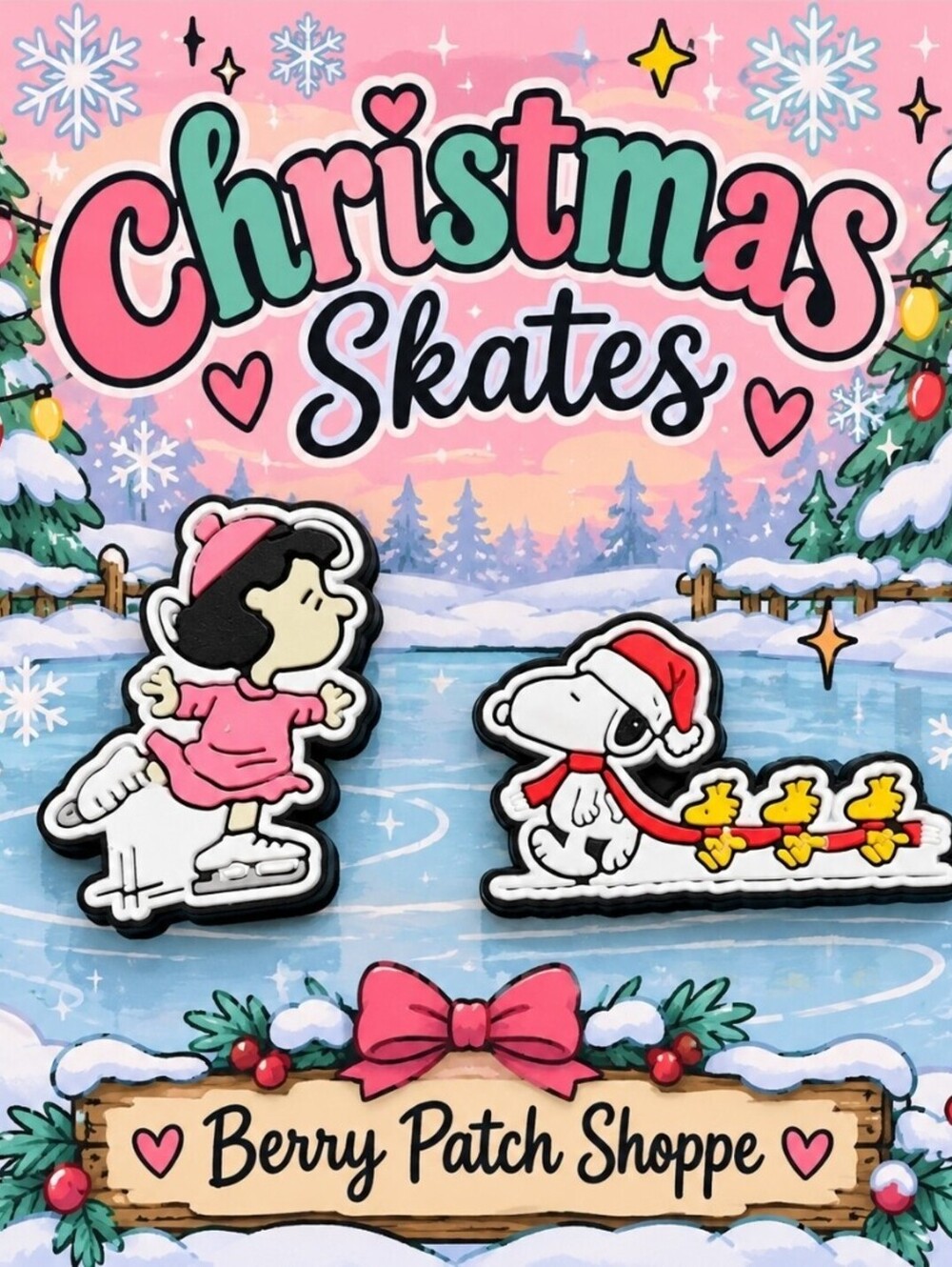 Peanuts A Charlie Brown Christmas Lucy Snoopy Woodstock Skating Shoe Bag Charms